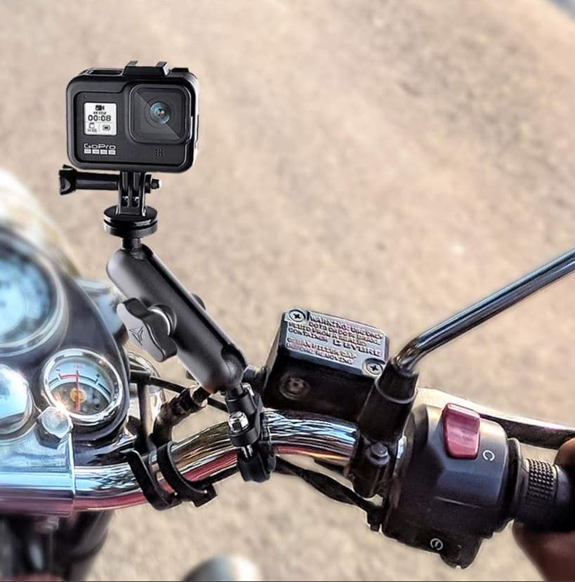 360° Metal Motorcycle Bike Action Camera And Mobile Holder Handlebar Mount view 3