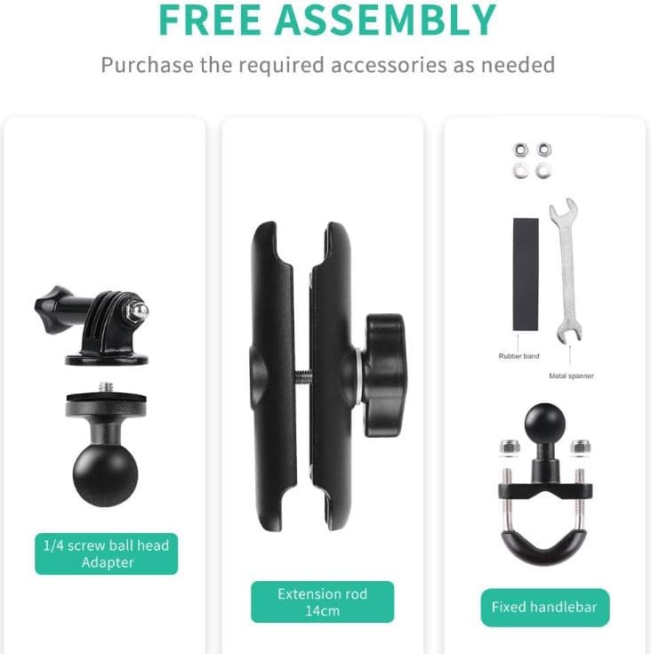360° Metal Motorcycle Bike Action Camera And Mobile Holder Handlebar Mount view 2