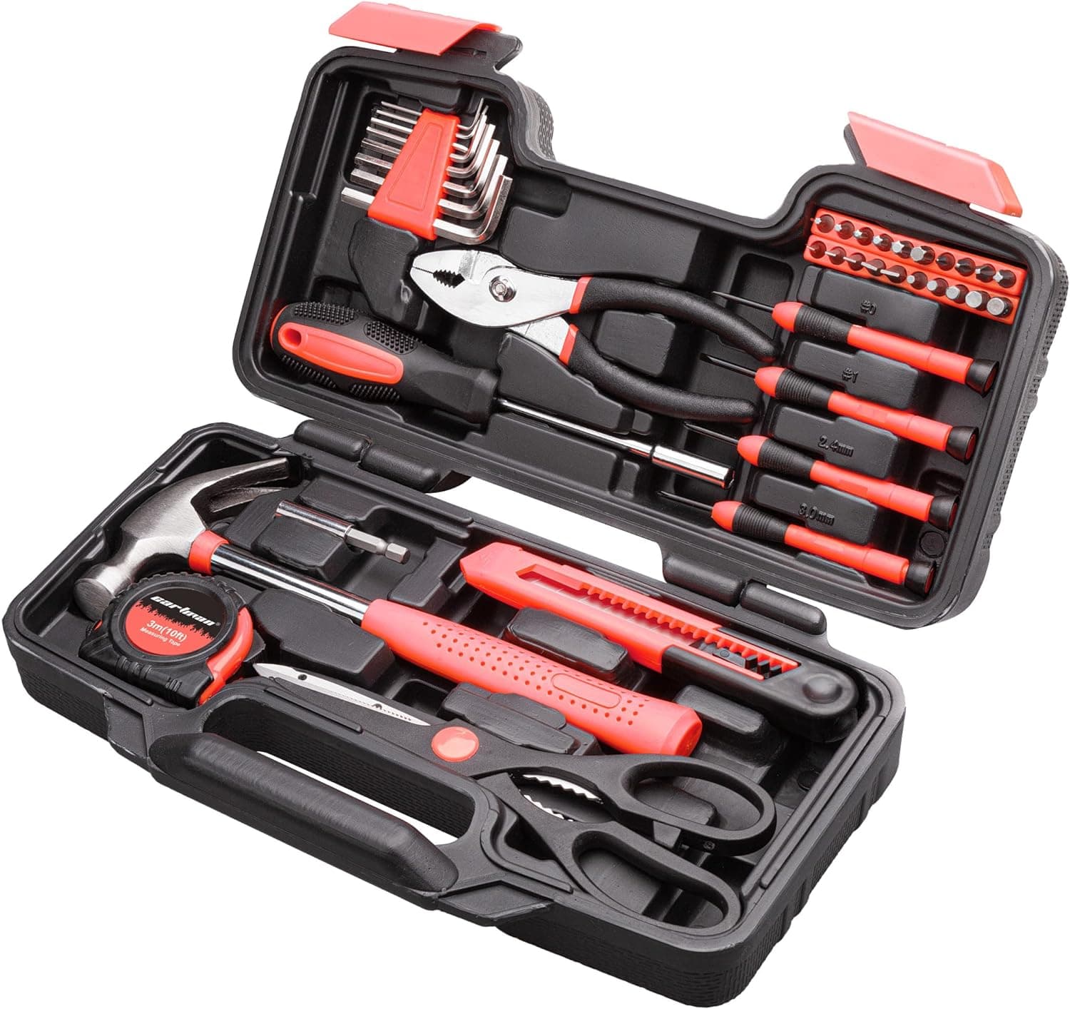 39 Piece Tool Set General Household Hand Tool Kit with Plastic Toolbox Storage Case view 2