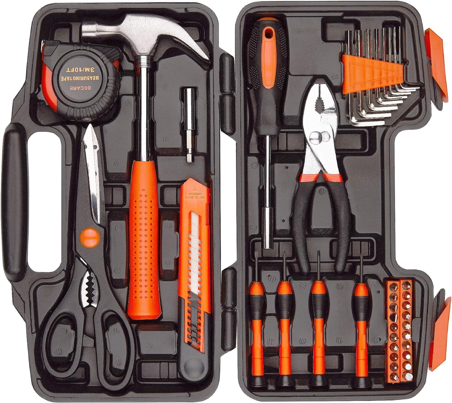 39 Piece Tool Set General Household Hand Tool Kit with Plastic Toolbox Storage Case view 1