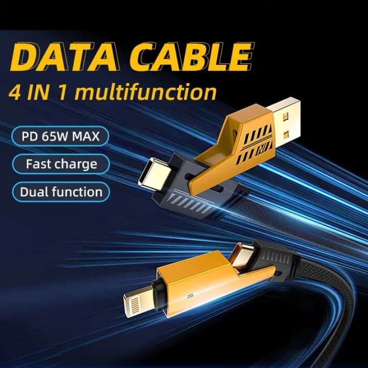 4 In 1 Multi Functional Data Cable  PD 65W Fast Charge 1.2m view 2