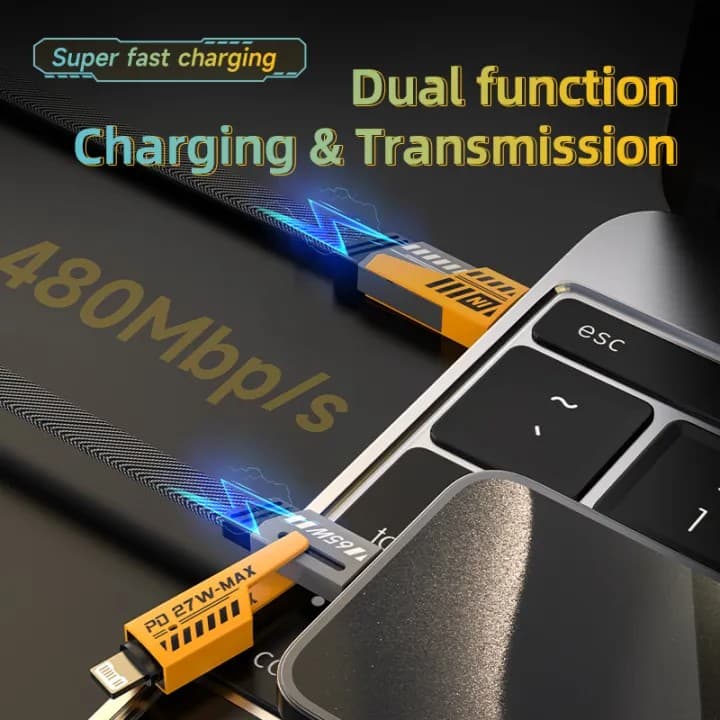 4 In 1 Multi Functional Data Cable  PD 65W Fast Charge 1.2m view 3