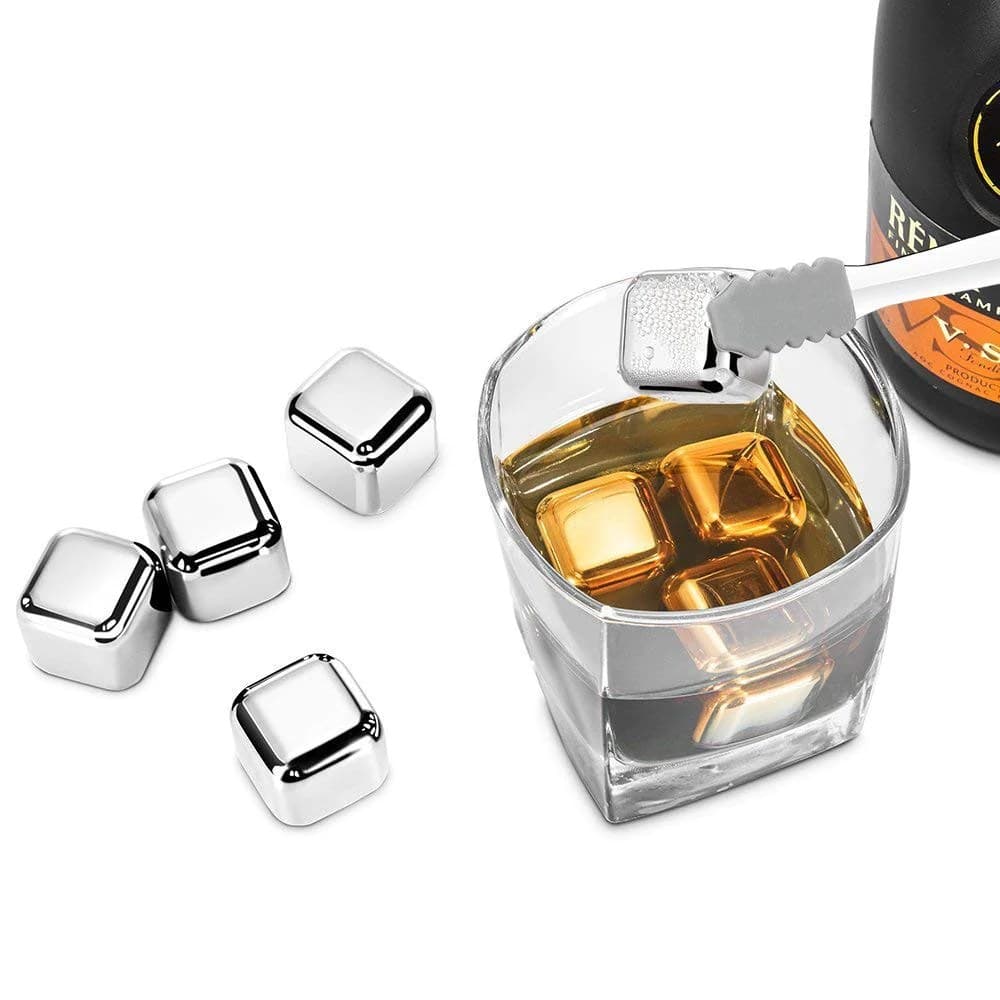 4 Piece Reusable Stainless Steel Ice Cube Set view 2