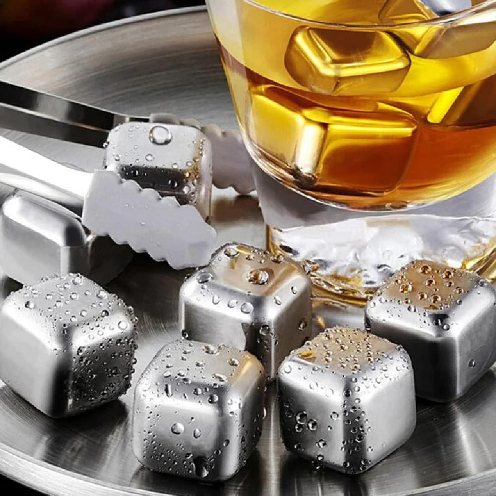4 Piece Reusable Stainless Steel Ice Cube Set view 3