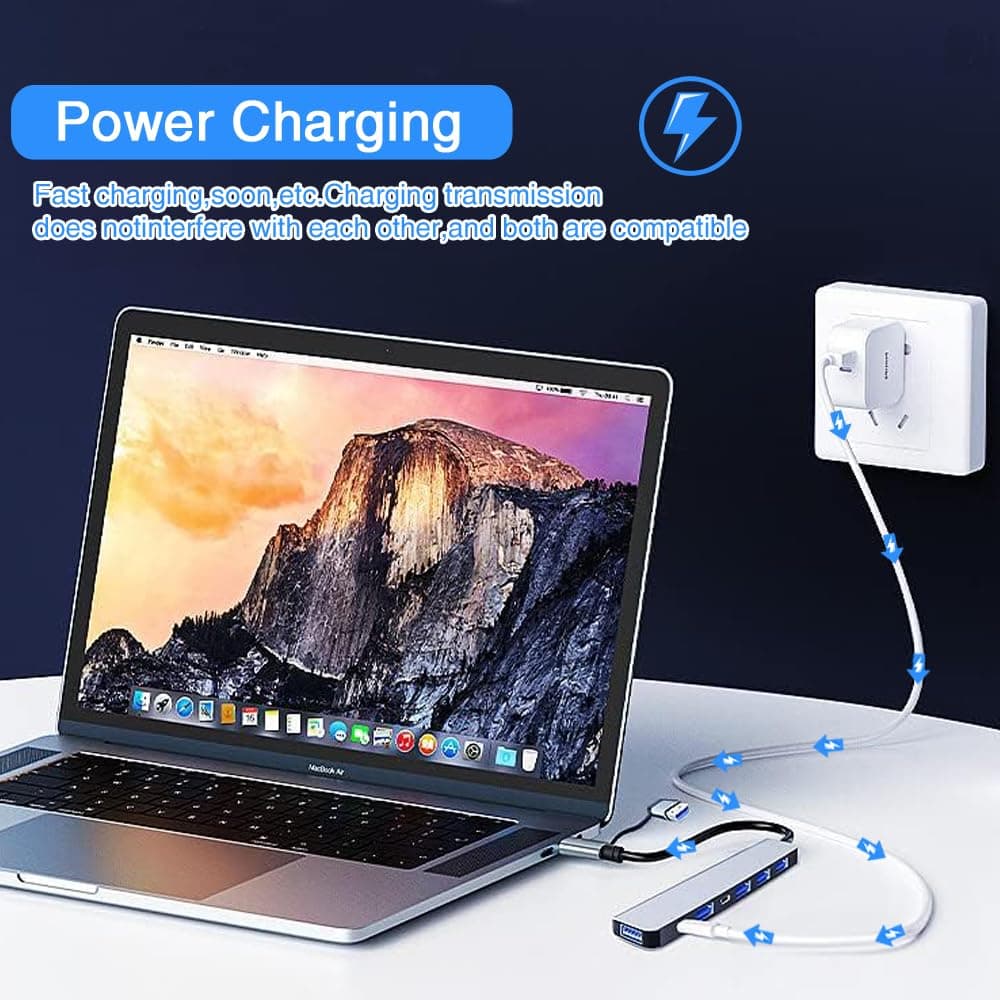 7 In 1 Aluminum Metal USB And Type C Hub For PC USB Extender view 4