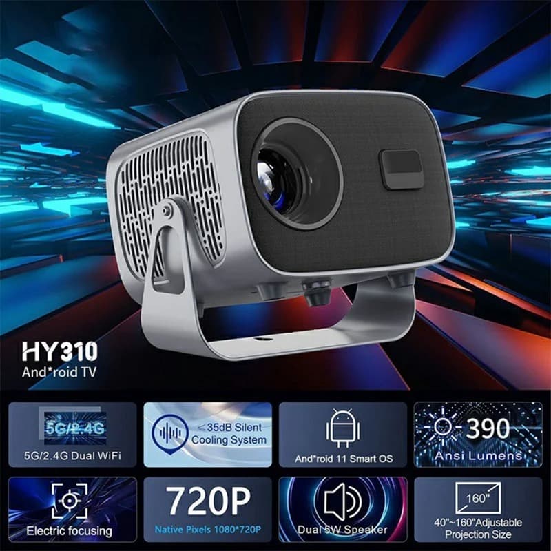 A10 HD Mini Portable Projector With Electric Focus Adjustment For Home Entertainment view 2