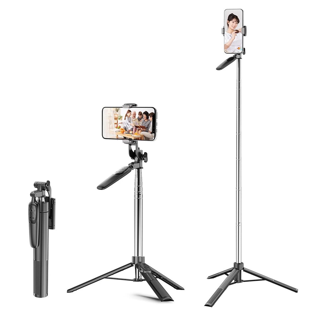 A36 1.6m Extendable Selfie Stick Mobile Stand Tripod With Bluetooth Remote view 1