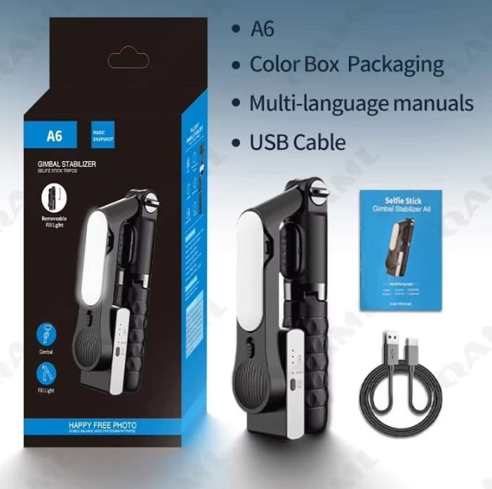 A6 Handheld Gimbal Stabilizer for Smartphone 1 Axis With Selfie Stick Tripod Stand Wireless Bluetooth Remote view 2