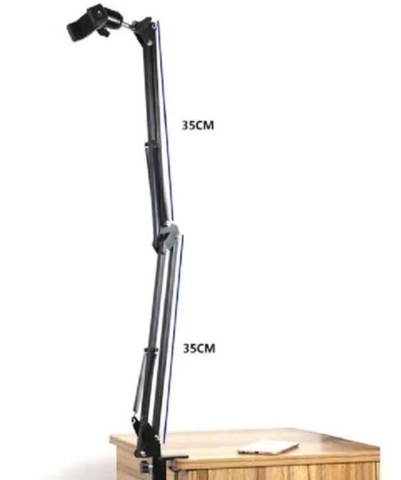 Adjustable Foldable Scissor Arm Mobile Stand With Table Clamp And Phone Holder view 2