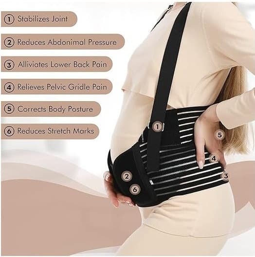 Adjustable Maternity Belly Band Breathable Pregnancy Support Belt & Back Brace, 360° Abdominal Support view 2
