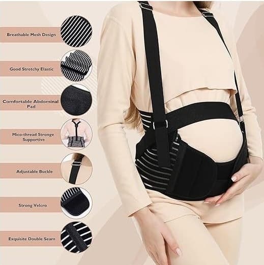 Adjustable Maternity Belly Band Breathable Pregnancy Support Belt & Back Brace, 360° Abdominal Support view 4