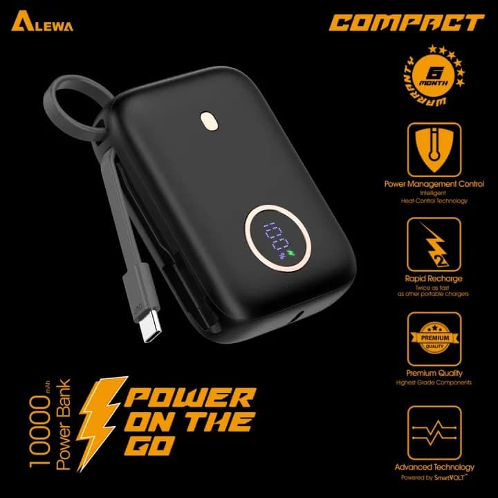 ALEWA COMPACT 10000mah Power Bank Fast Charging Rapid 2x Recharge Digital Display view 2