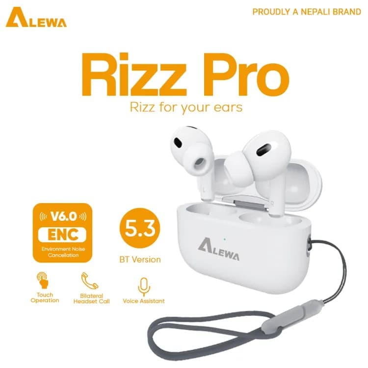 Alewa Rizz Pro Earbuds 5.3 Super Bass Sound 6H Music Time With free Silicon Cover V6.0 ENC view 2