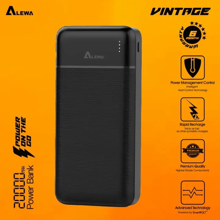 Alewa Vintage 20000 mAh Power Bank PD Fast Charging Rapid 2x Recharge view 2