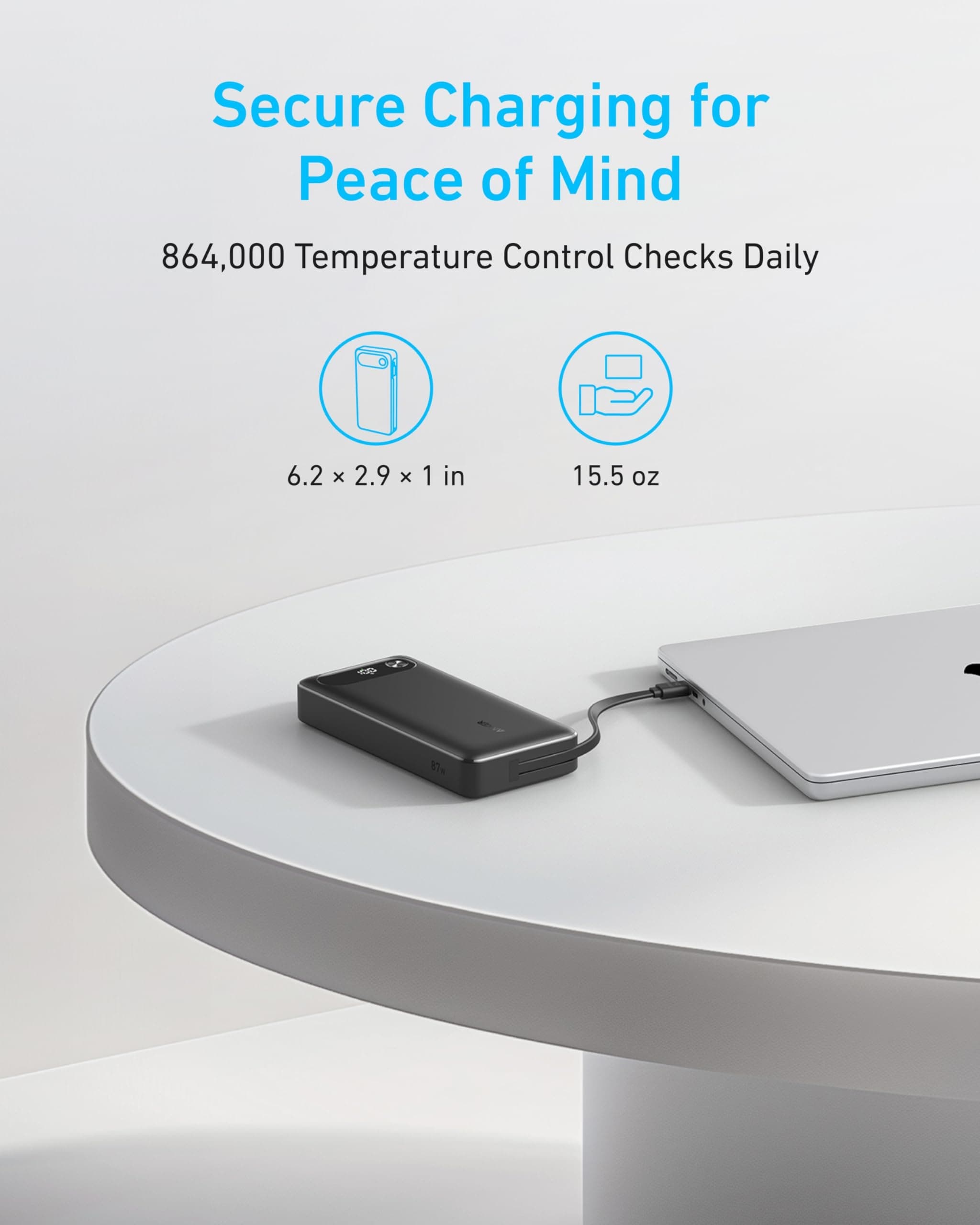 Anker A1383 20000mAh 87 Watt Powerbank With Built-In USB-C Cable view 2