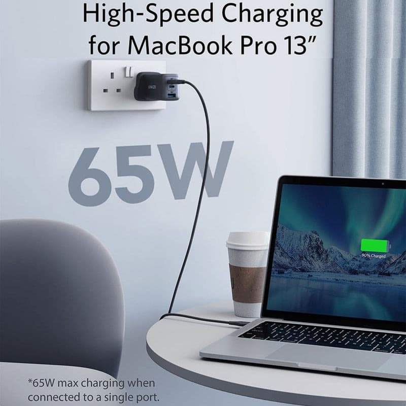 Anker A2667 PowerPort III 3-Port 65W Pod Plug Fast Charger view 5