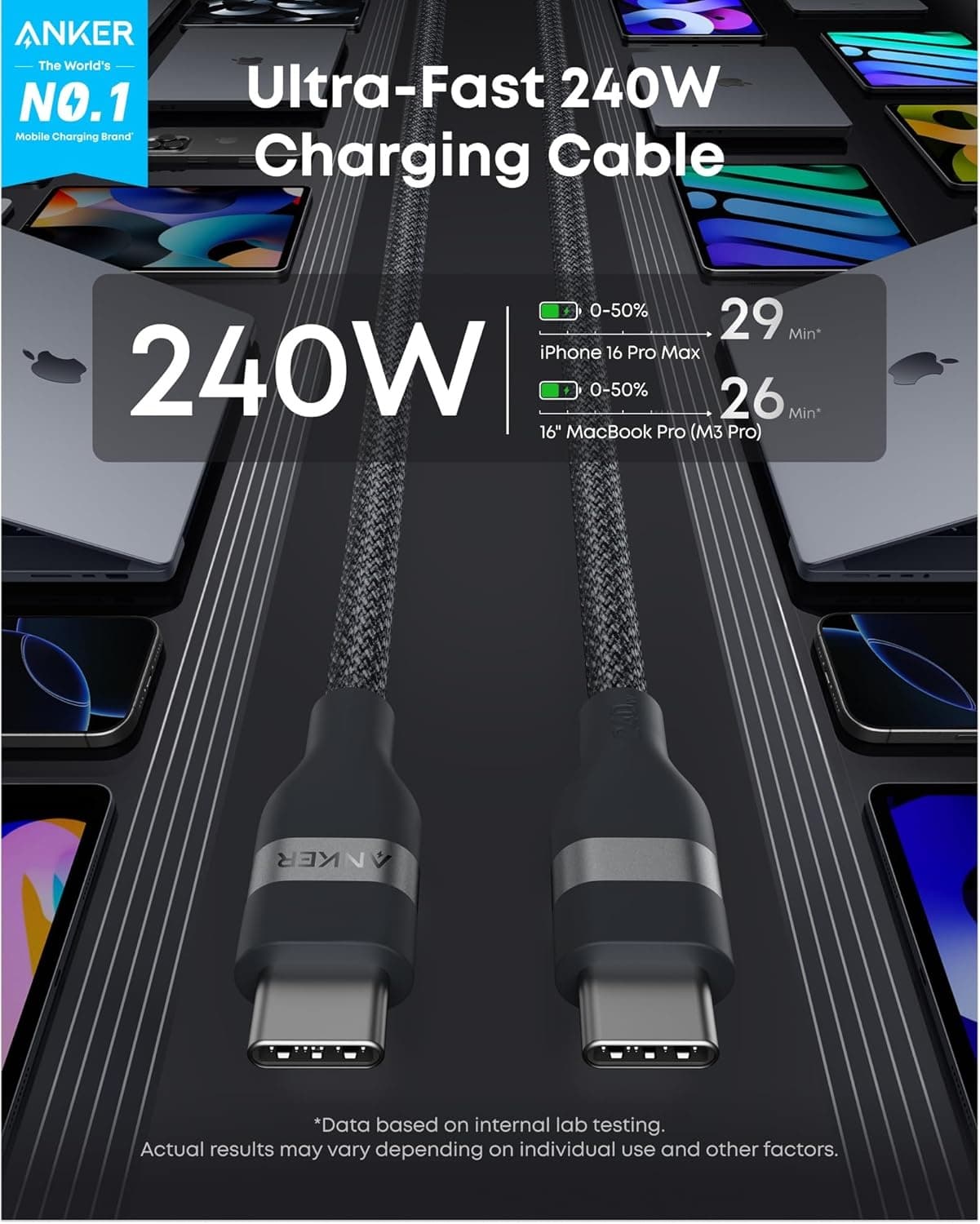 Anker A82E2 USB-C To USB-C 240W Braided Cable 1 Meter view 5