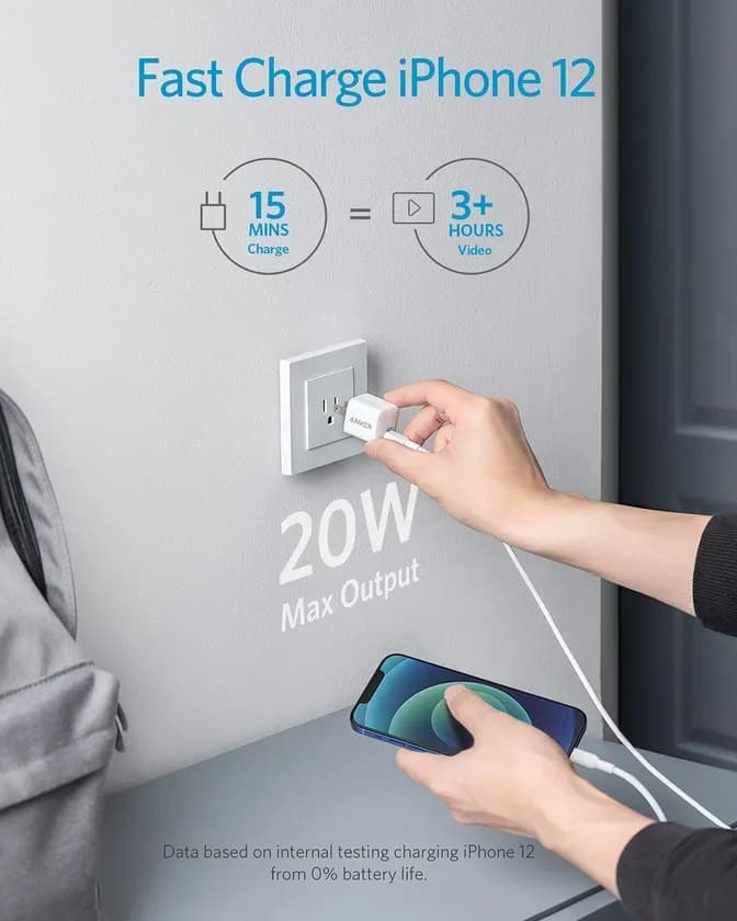 Anker PowerPort III 20W Cube Fast PD USB-C Charger With Foldable Plug view 3