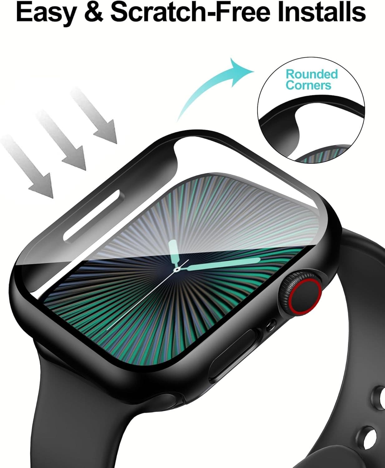 Apple Watch Series Tempered Glass Screen Protector Hard PC Case Overall Protective Cover view 3
