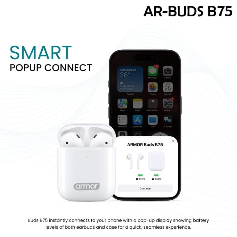 Armor AR Buds B75 True Wireless Earbuds With Dual Mic ENC & 30-Hour Playtime view 5