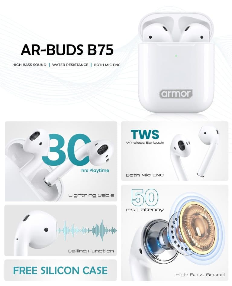 Armor AR Buds B75 True Wireless Earbuds With Dual Mic ENC & 30-Hour Playtime view 4
