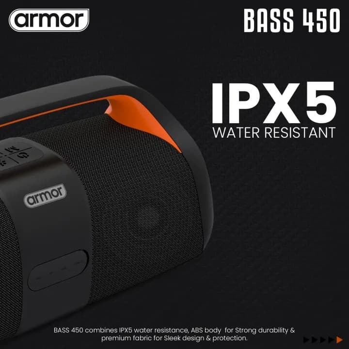 Armor Bass 450 Bluetooth Speaker 20W With TWS Connection RGB Lights IPX5 Waterproof view 5