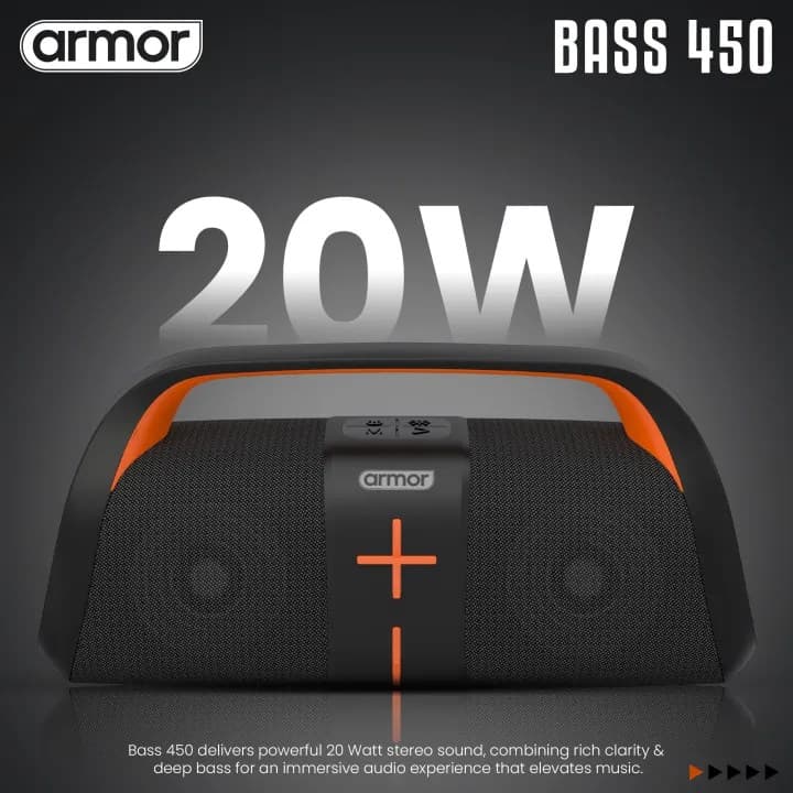 Armor Bass 450 Bluetooth Speaker 20W With TWS Connection RGB Lights IPX5 Waterproof view 3