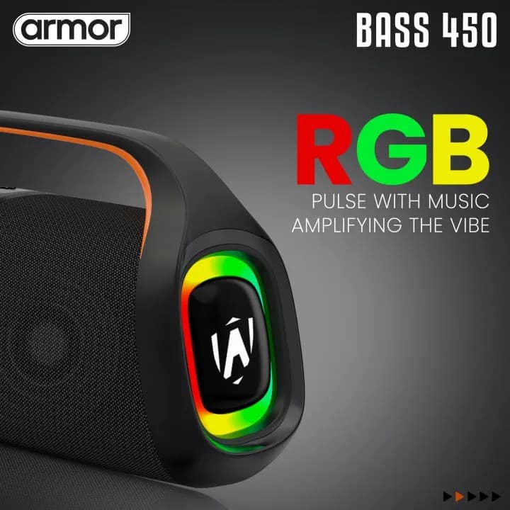 Armor Bass 450 Bluetooth Speaker 20W With TWS Connection RGB Lights IPX5 Waterproof view 4