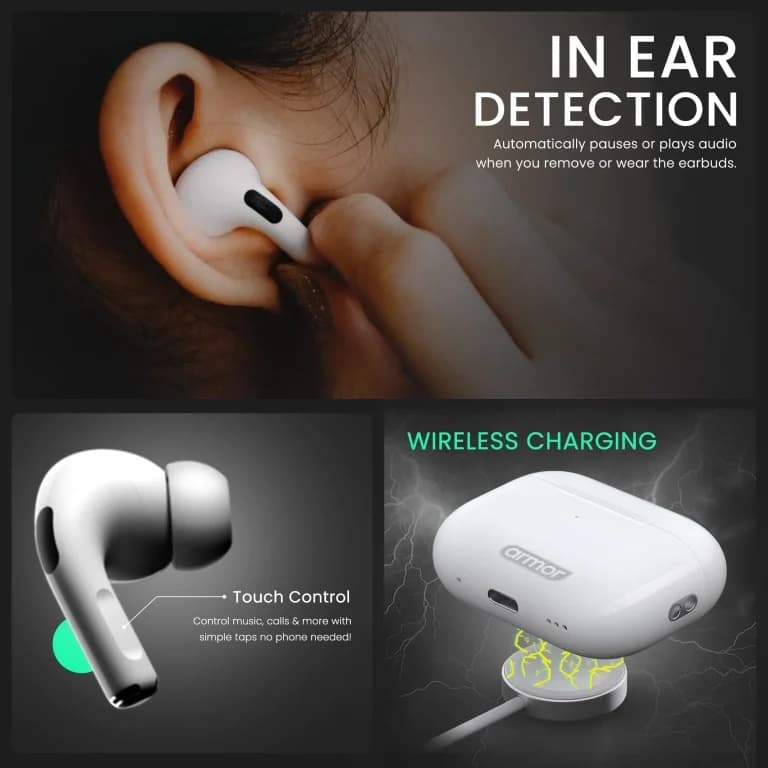 Armor Buds Pro Wireless Earbuds with Active Noise Cancellation (ANC) & Quad Mic ENC view 6
