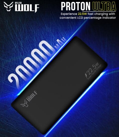 Asta WOLF Proton Ultra 20000mAh Power Bank 22.5W Output Slim And Portable view 1