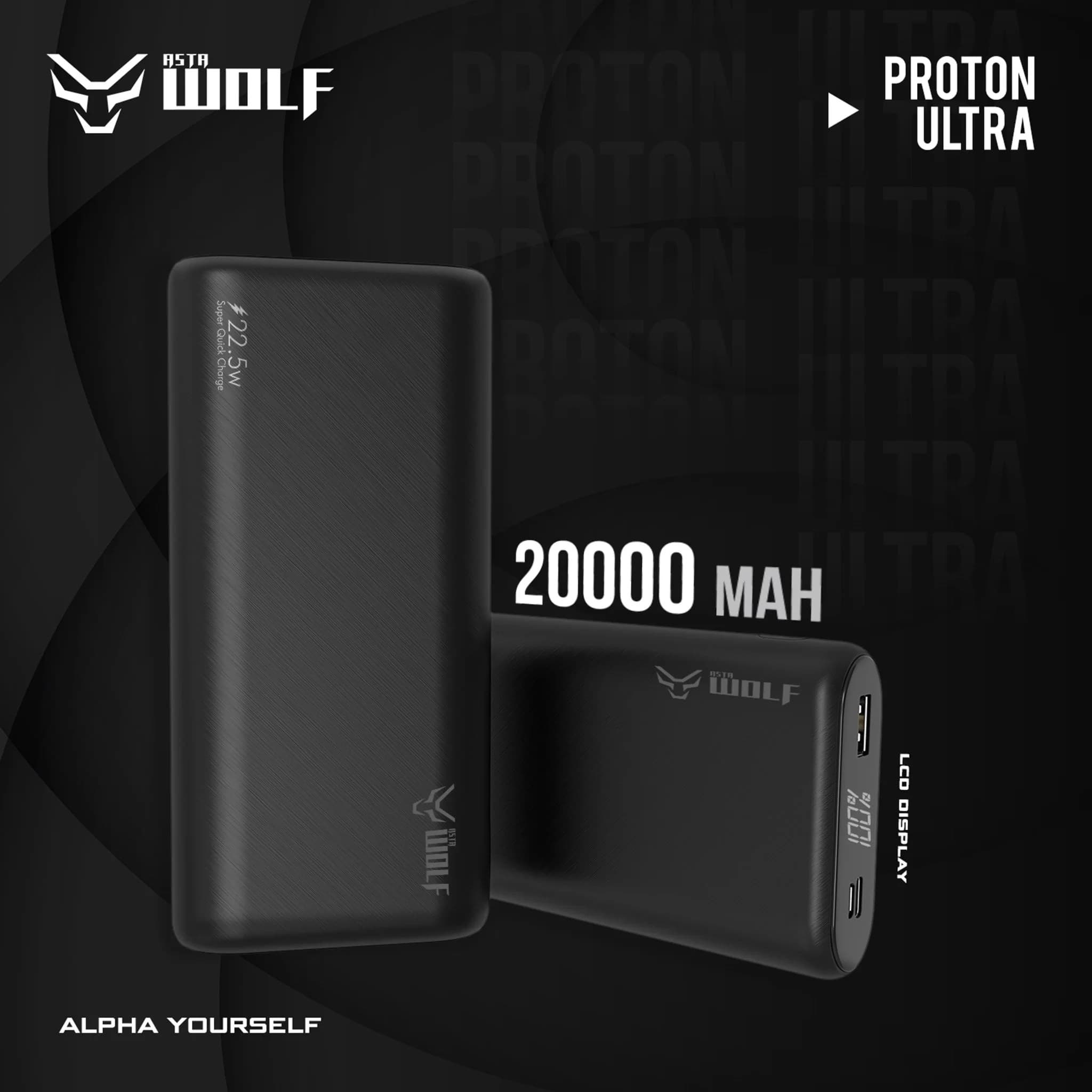 Asta WOLF Proton Ultra 20000mAh Power Bank 22.5W Output Slim And Portable view 3