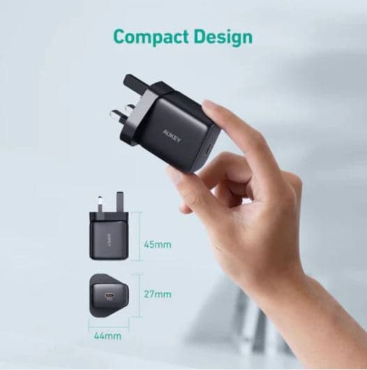 AUKEY PA R1P Swift 30W Nano Wall Charger With PPS Samsung Super Fast Charging view 2