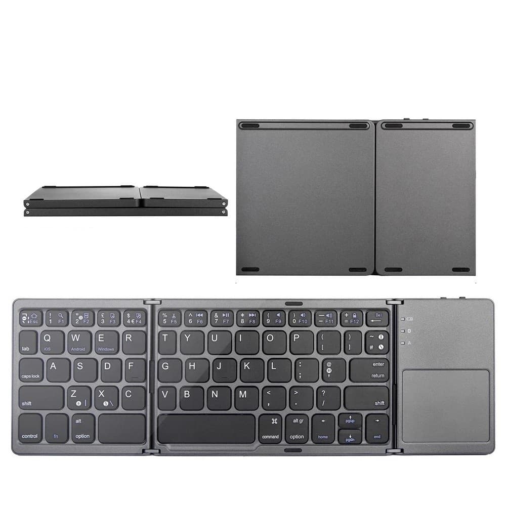 B033 63 Keys Rechargeable Slim Mini Foldable Bluetooth Keyboard With Touchpad view 1