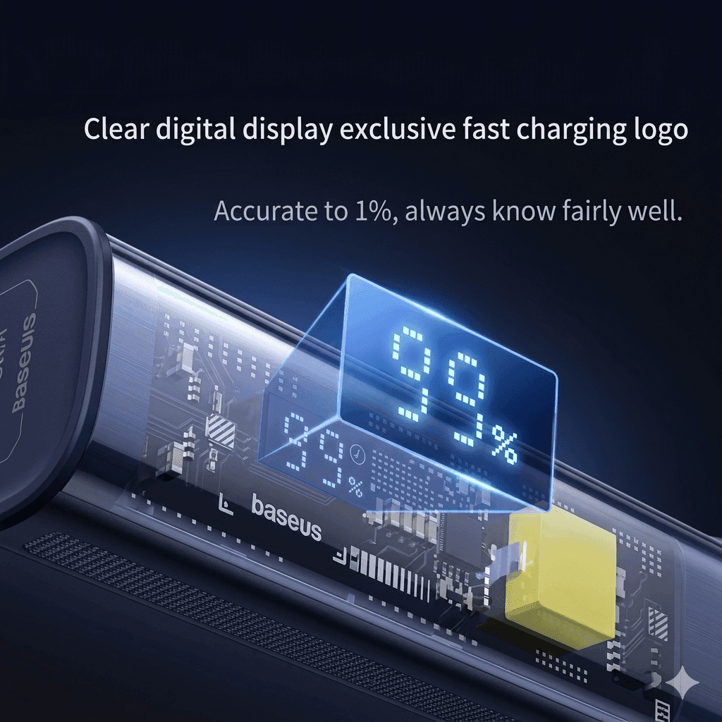 Baseus 10000mAh 22.5 Watt Explorer Series Semi Transparent Powerbank view 3