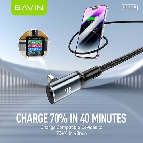 BAVIN CB336 30W iPhone PD Fast Charging 90° Right-Angle Gaming Data Cable view 3