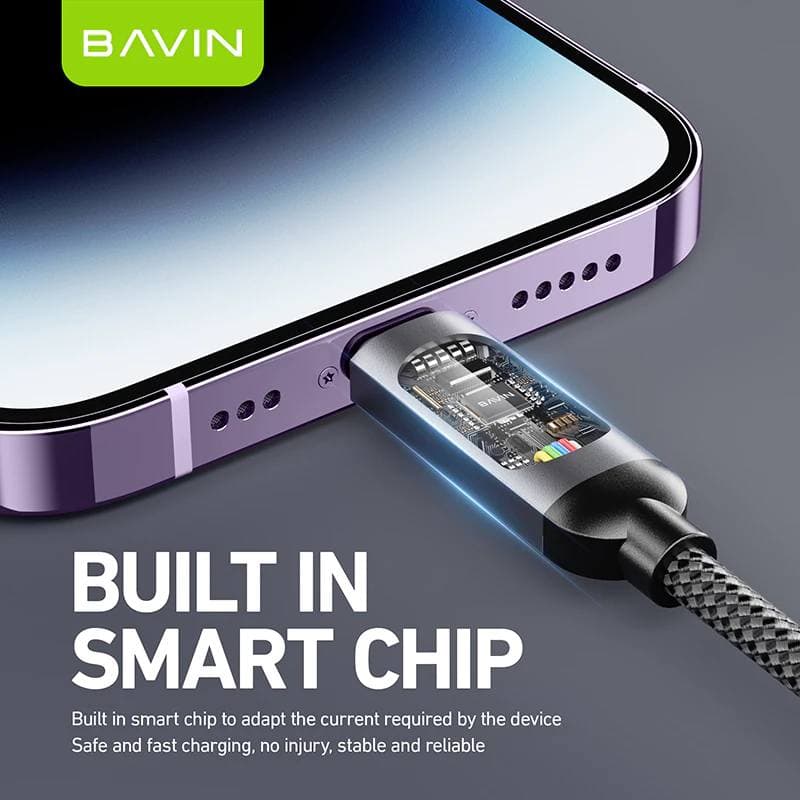 BAVIN CB377 1M PD Fast Charging Data Cable 30W With LED Display Nylon Braided view 2