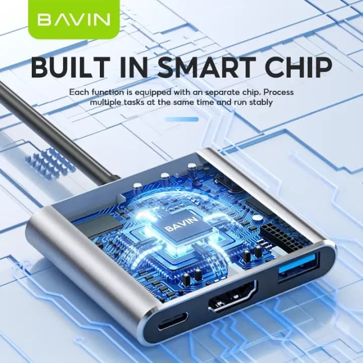 BAVIN O55 3In1 TYPE C To HDMI 4K HUB With USB Port 3.0 100W PD USB-C Port HDTV view 2