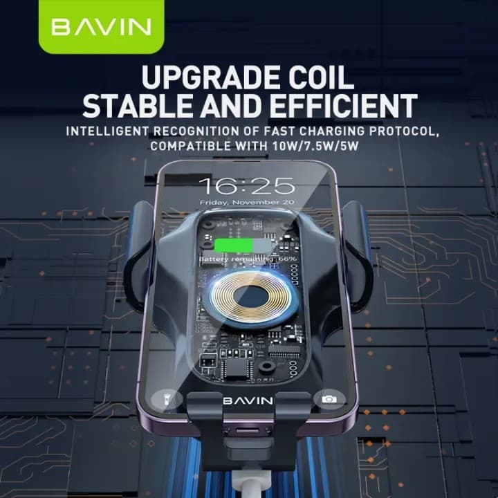 BAVIN PC1035 15W Fast Charge Wireless Charging Car Mobile Phone Holder view 2