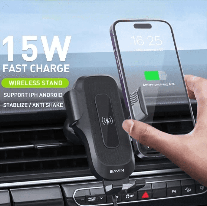 BAVIN PC1035 15W Fast Charge Wireless Charging Car Mobile Phone Holder view 1