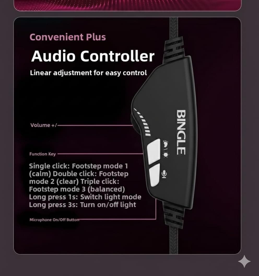 BINGLE G20 Wired Gaming Headphone USB & 3.5mm Jacks (PC/PS4) view 5