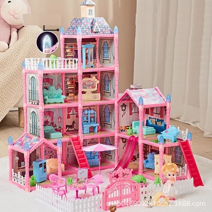 Birthday Gift Princess Castle Kids Play Doll House Dollhouse Villa Set view 1