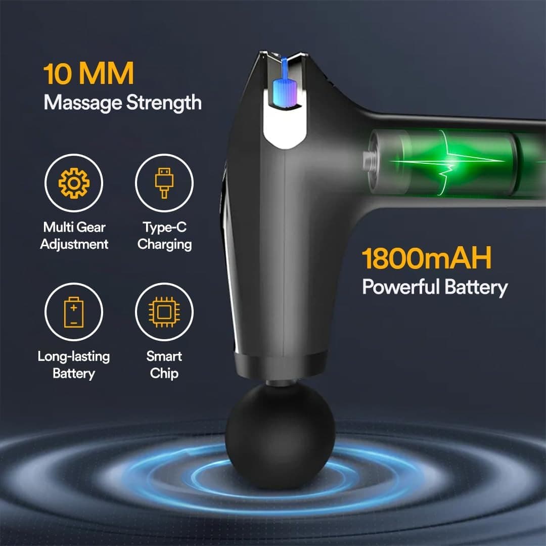 Blueidea BLD 326 Rechargeable Brushless Percussion Massage Gun Deep Tissue Muscle Massager view 3