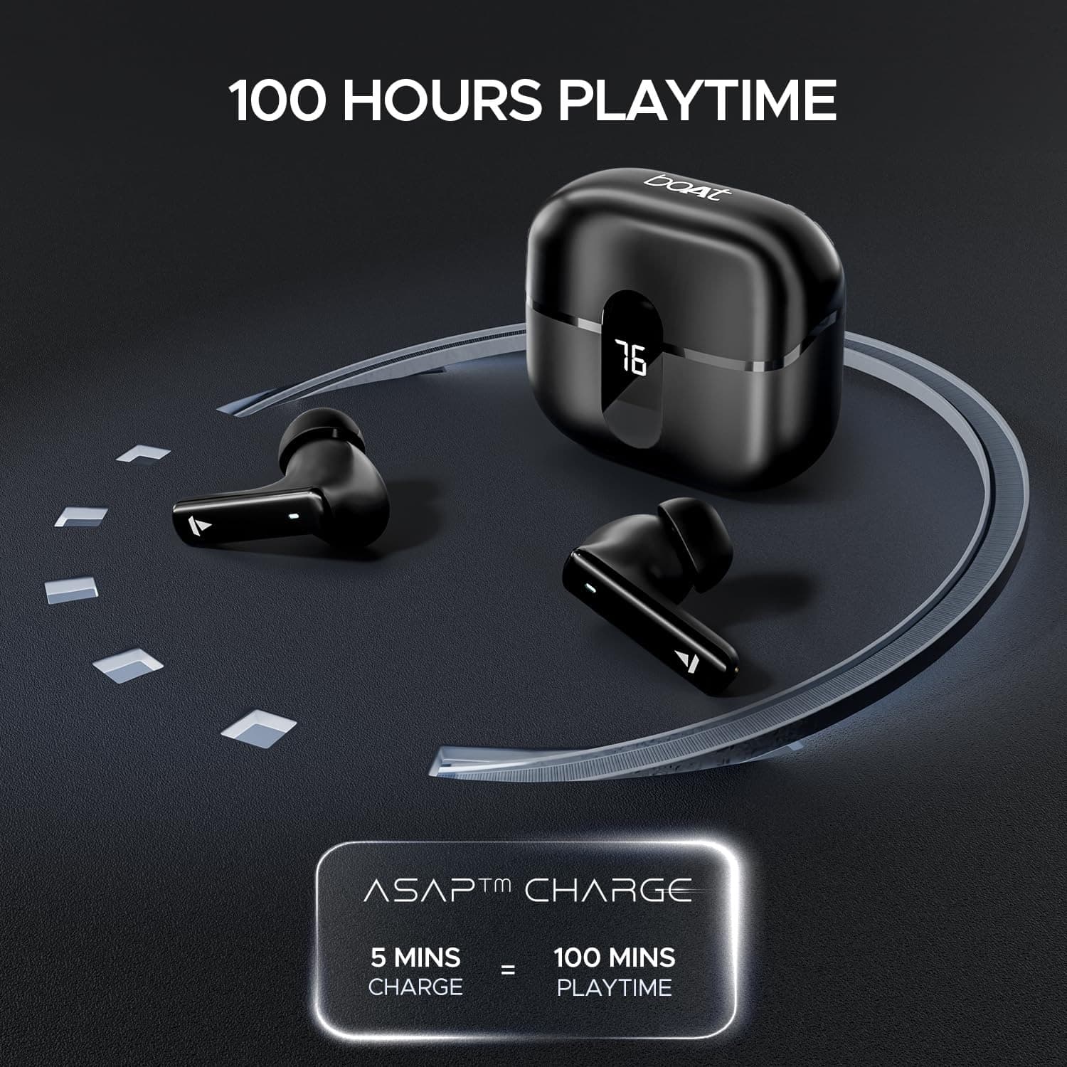 boAt Airdopes 121 Pro Plus TWS Earbuds 100H Playtime 4 Mics ENx Fast Charging LED Display Low Latency view 2