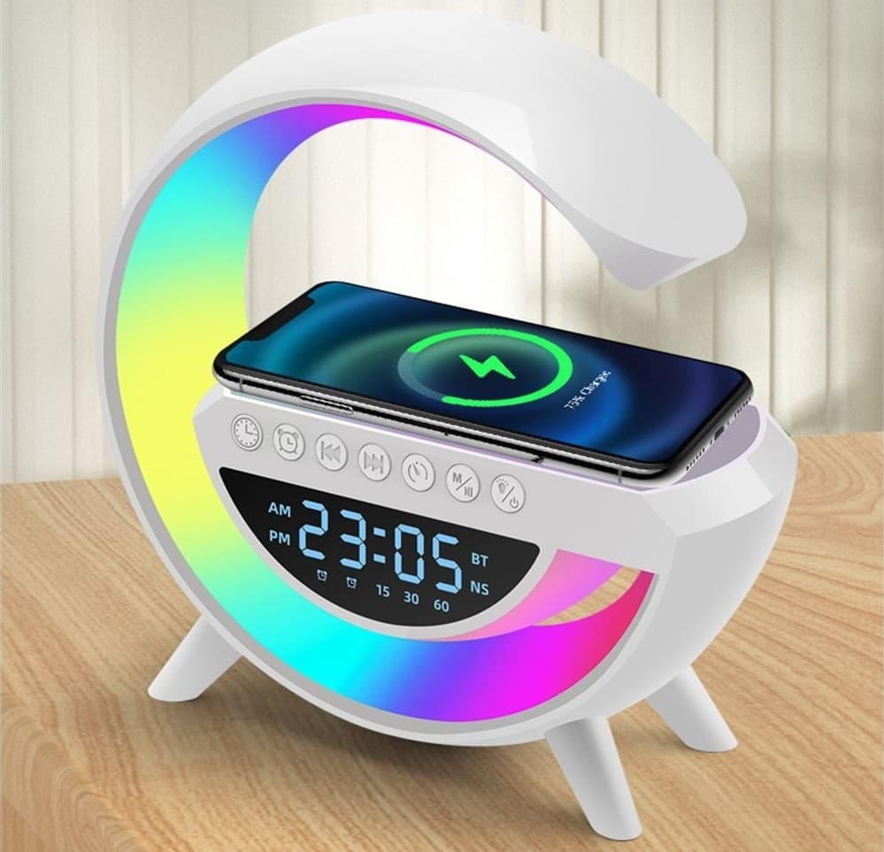 BT3401 Bluetooth Wireless Charging Speaker LED Display Clock Alarm view 1