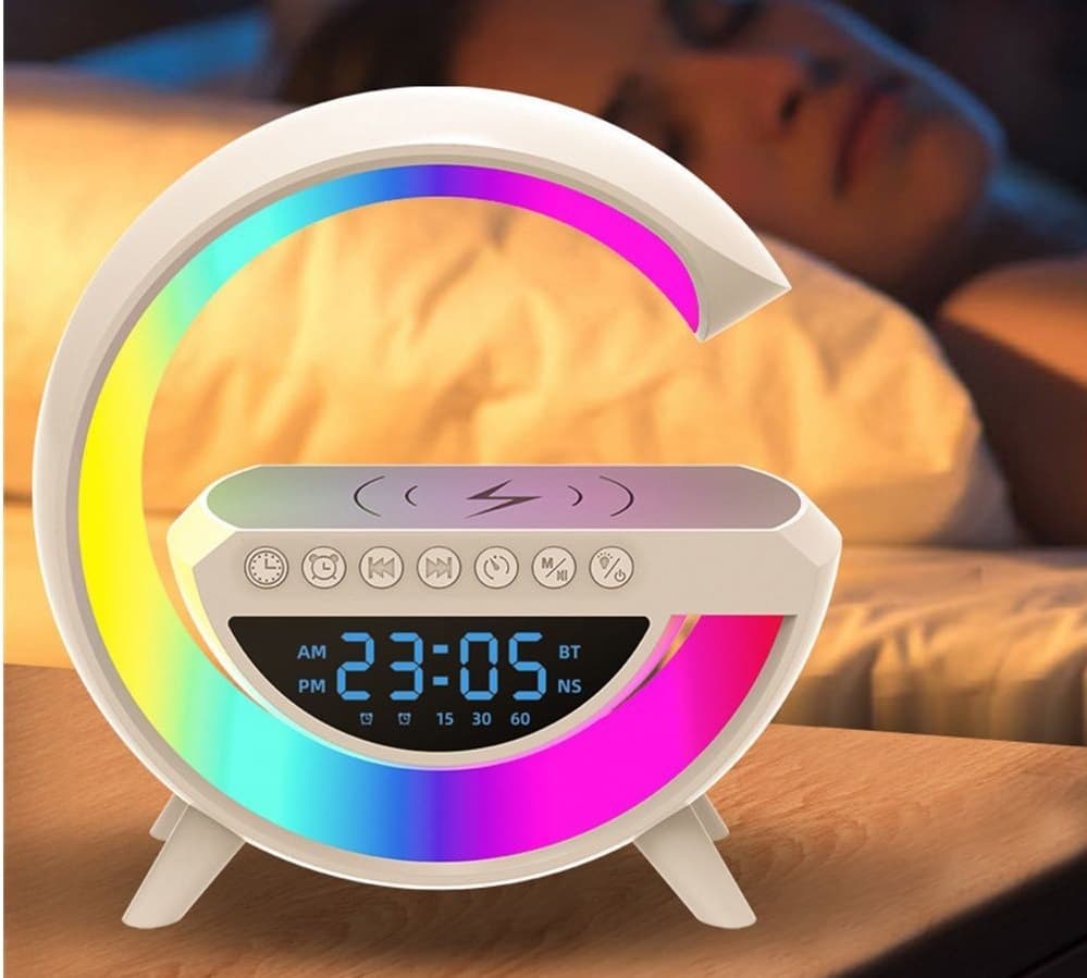 BT3401 Bluetooth Wireless Charging Speaker LED Display Clock Alarm view 2