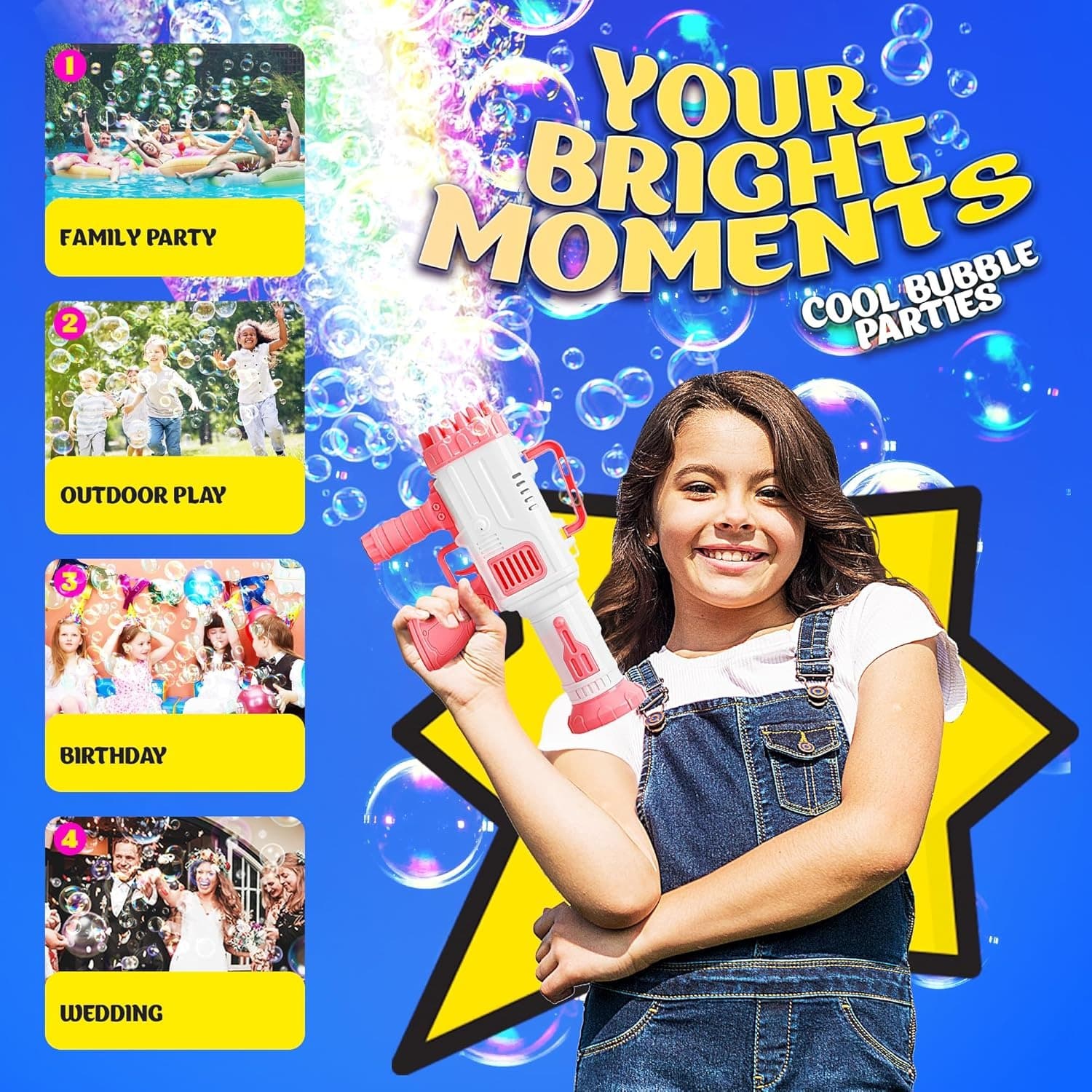 Bubble Machine Toy With 32‑Hole Bubble Maker For Outdoor/Indoor Birthday & Party Fun view 4