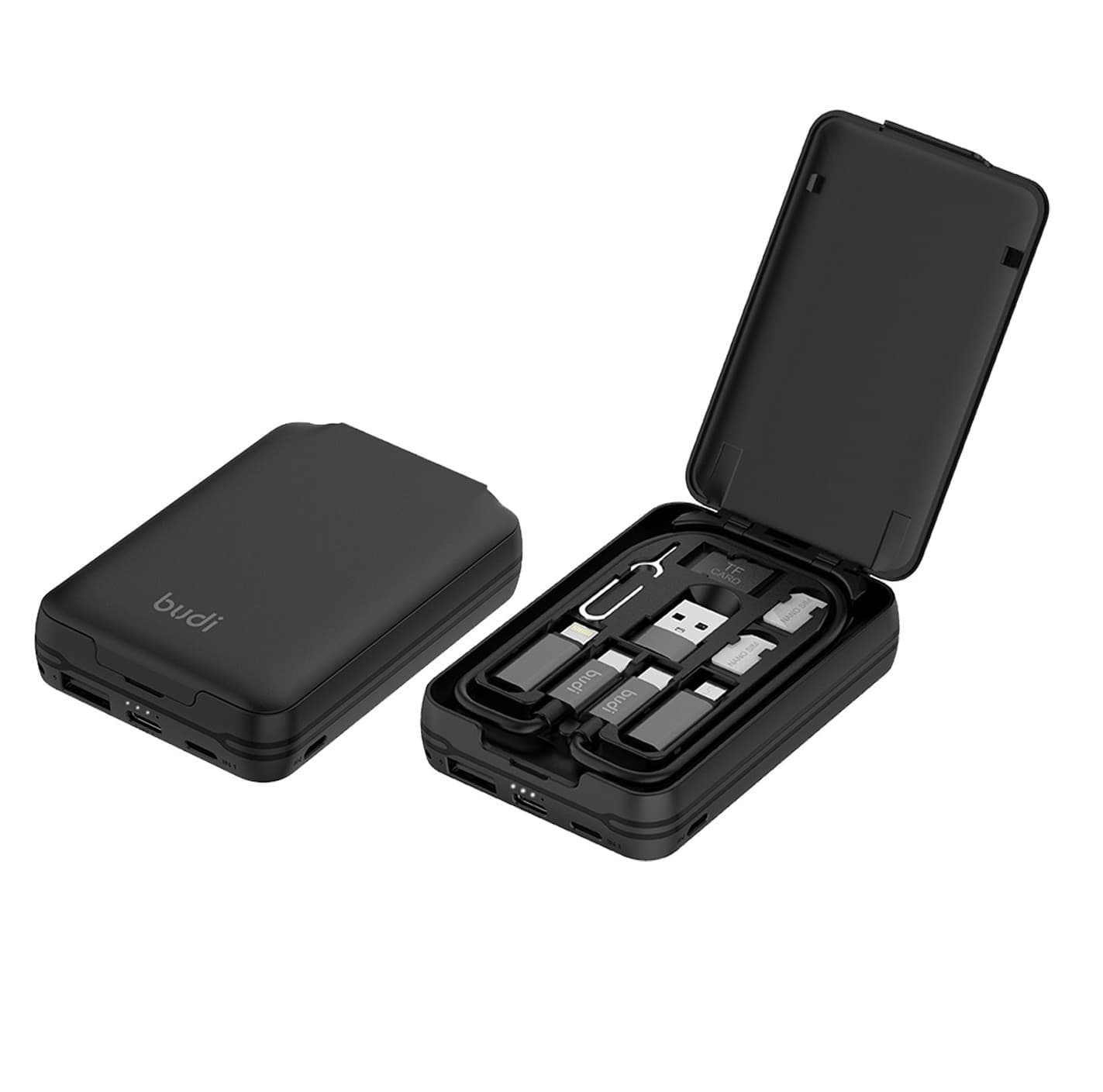 BUDI 5000mAh Power Bank Multi Functional Box Multi Cable 6 types SIM Kit view 2