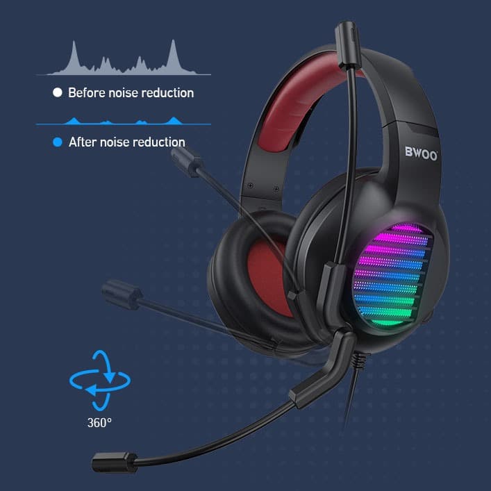 BWOO BO-BX024 Stereo Surround Sound Wired Gaming Headphone With Mic view 4