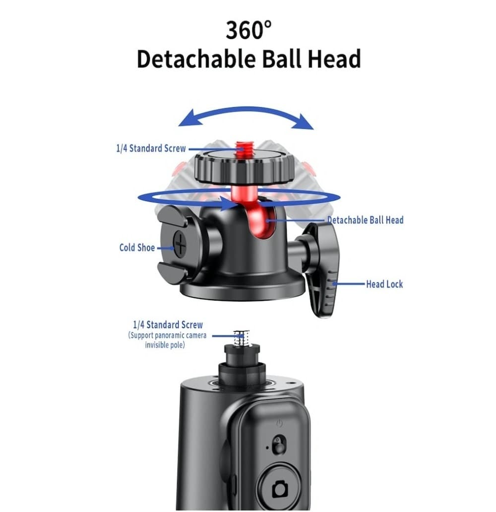 C03 Telescopic Pole Selfie Stick Tripod With Detachable 360 Ballhead view 5