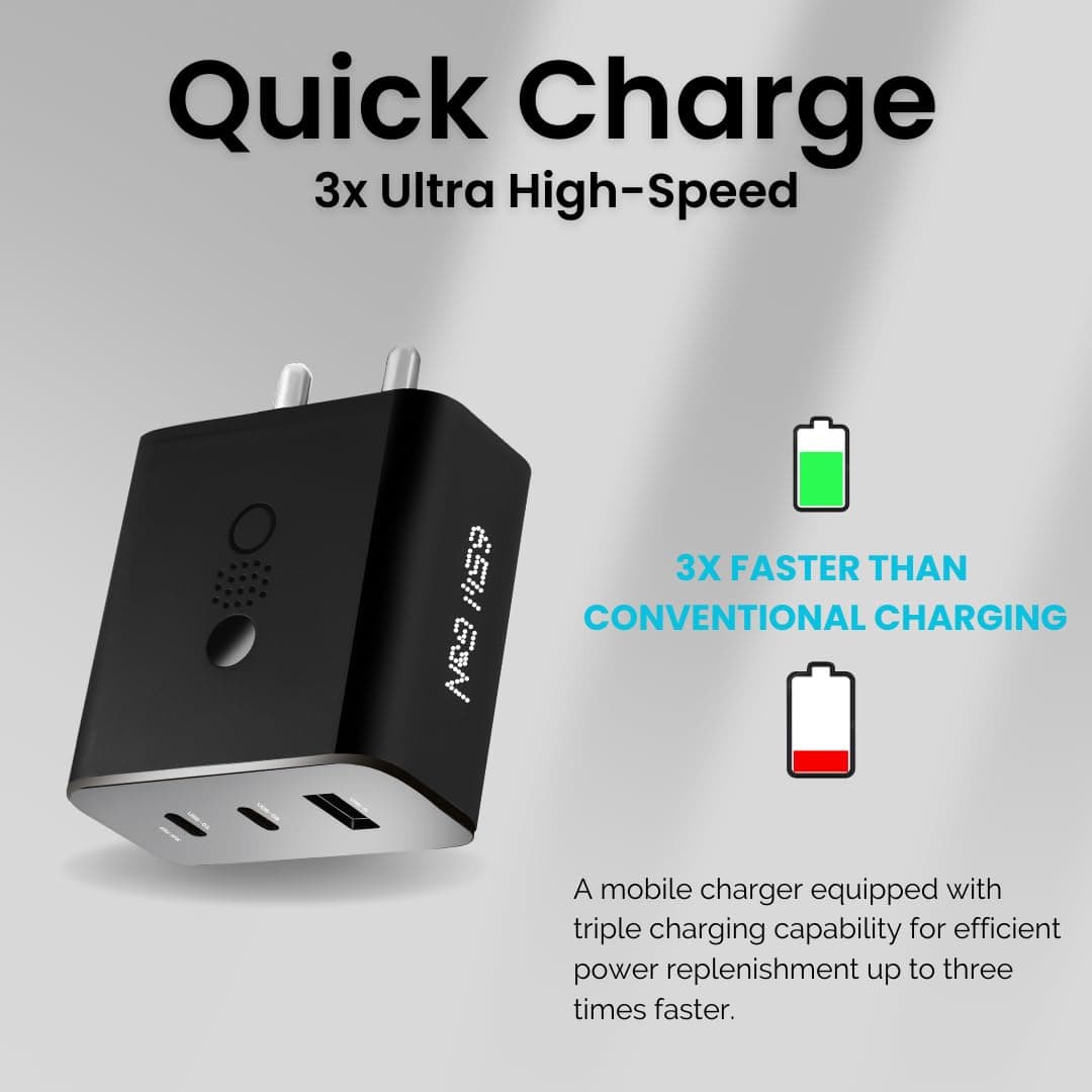 CMF Gan 65W 3 Port USB Type C Wall Charger Adapter For Nothing Phone view 3